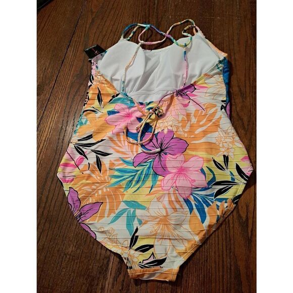 New Jr XL No Boundaries 1 Piece Leopard Cheetah Tropical Swimsuit Bathing Suit - Picture 5 of 7